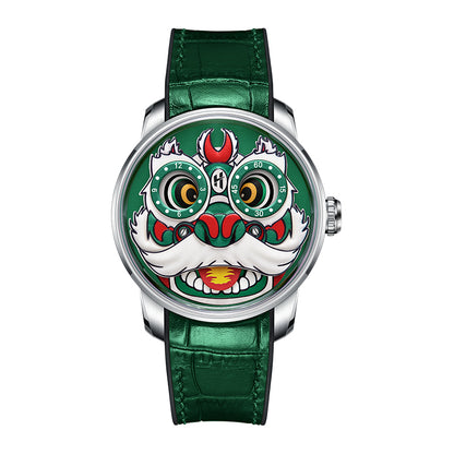 Green Lion Dance Moving Eye Automatic LH001 Movement Luminous Watch For Men Lucky Harvey