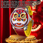 Montre automatique lumineuse Red Lion Dance pour homme Lucky Harvey avec mouvement automatique LH001