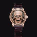 【Édition limitée 111 pièces】Montre à mécanisme automatique en or rose avec tête de mort Lucky Harvey