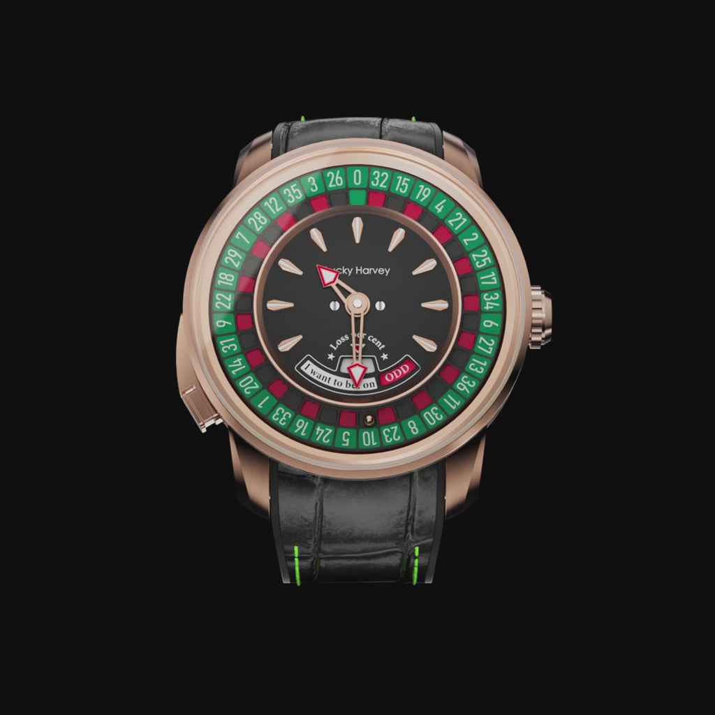 Lucky Harvey European Roulette Casino Watch with 18K Gold Ball – Automatic Mechanical Luxury Watch