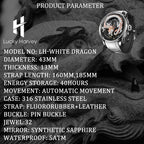 White Dragon Automata Watch 999 Gold Bead Luminous Lucky Harvey