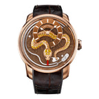 【Édition limitée 100 pièces】2025 Montre mécanique à carillon Snake Automata en émail doré Lucky Harvey