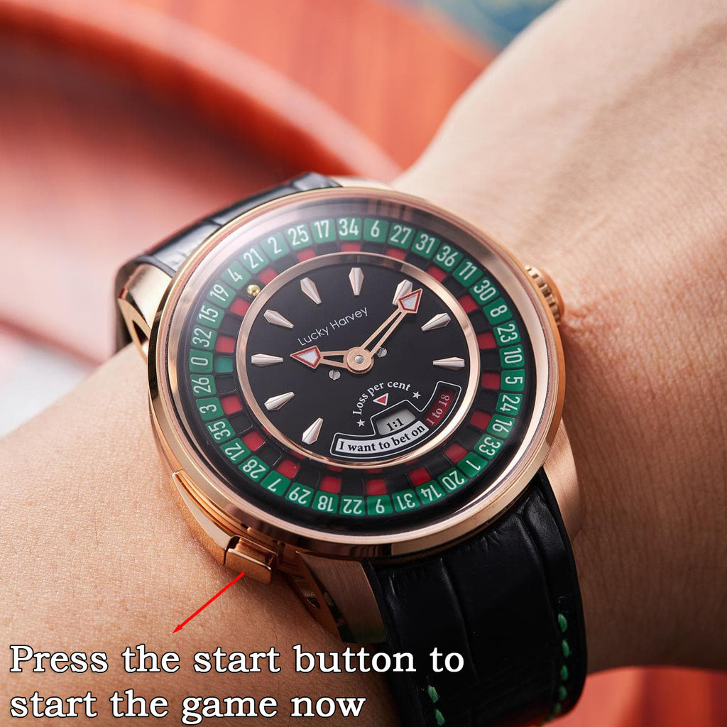 Lucky Harvey European Roulette Casino Watch with 18K Gold Ball – Automatic Mechanical Luxury Watch