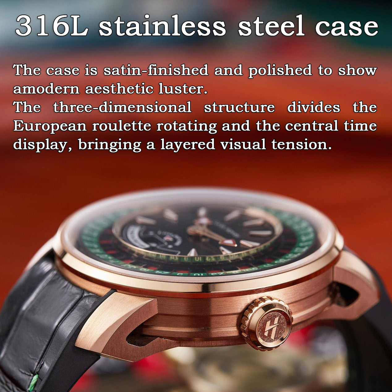 Player Series Gold European Roulette Automatic Watch Lucky Harvey