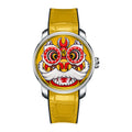 Montre automatique à mouvement automatique LH001 pour homme Lucky Harvey avec œil mobile et danse du lion jaune